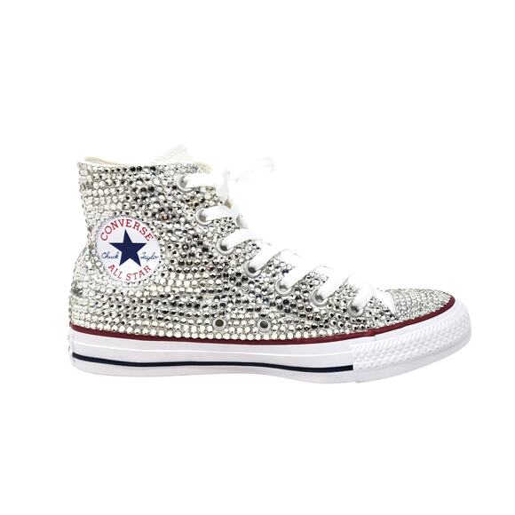 Custom Bling Converse All Star Chucks Wedding High Top Sneaker Rhinestone Size 7 - Picture 2 of 11